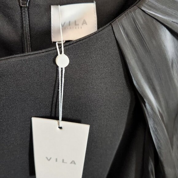 NWT Vila jersey mini dress with column sleeve in black Size EU 42 US 10 - Picture 8 of 10